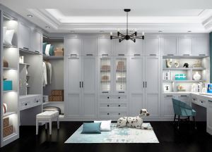 Luksus grå soveromsgarderobe