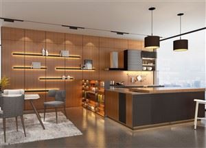 Moderne åpent kjøkkenskap